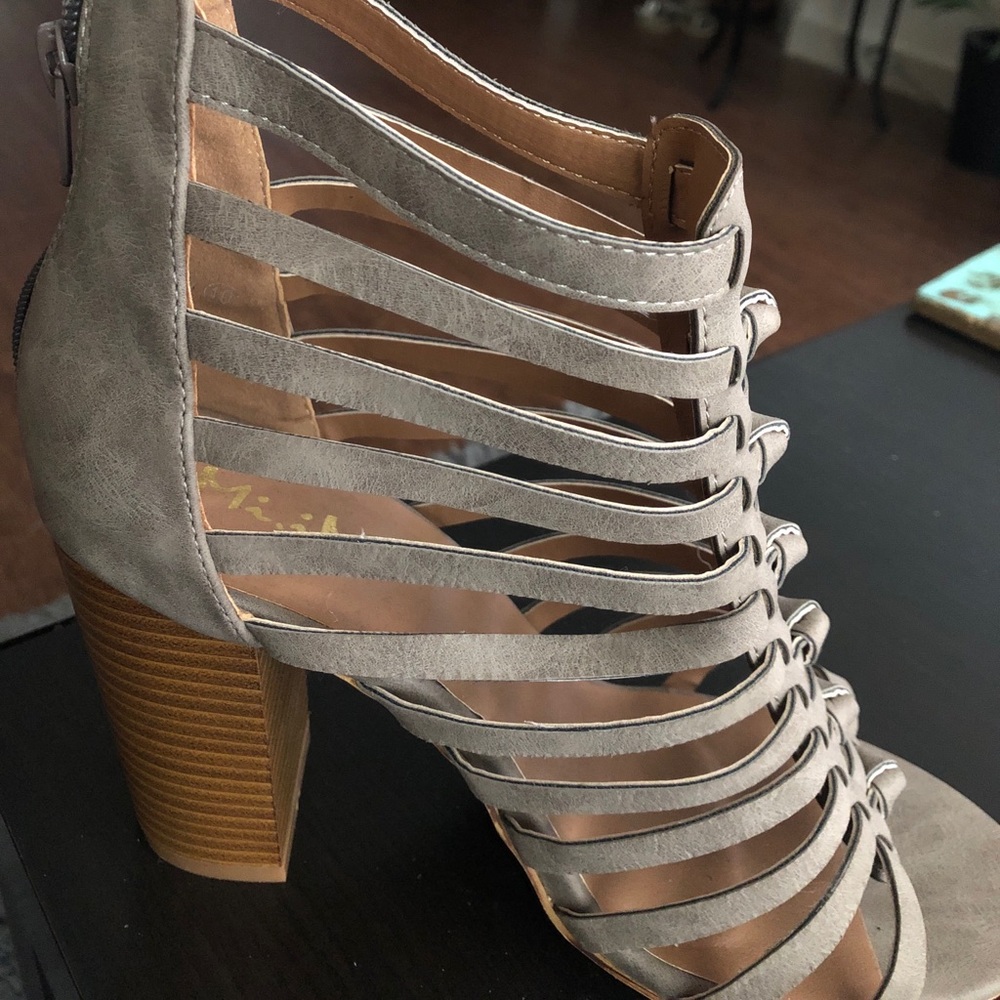 Tan block heels